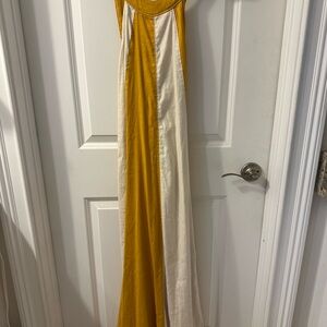Maeve Yellow and Cream Maxi Dress